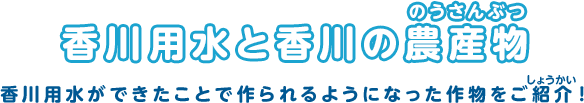 香川用水と香川の農産物 香川用水ができたことで作られるようになった作物をご紹介！